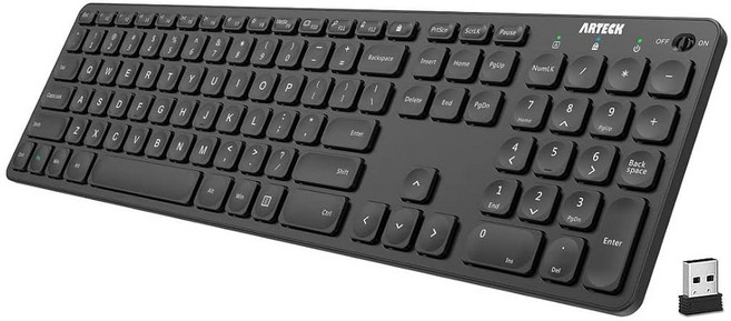컴퓨터/데스크탑/PC/노트북/표면/스마트 TV 및 Windows 10/8/7 내장 충전식 배터리를 위한 숫자 키패드 미디어 핫키가 있는 Arteck 2.4G 무선 키보드 울트라