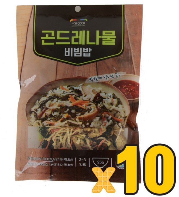 우리들녘 바로쿡 COOK 무농약 건나물키트 무씨레기 나물밥 건조 씨래기 비빔밥 30gx10봉, 맛선택하기, 곤드레나물비빔밥x10봉