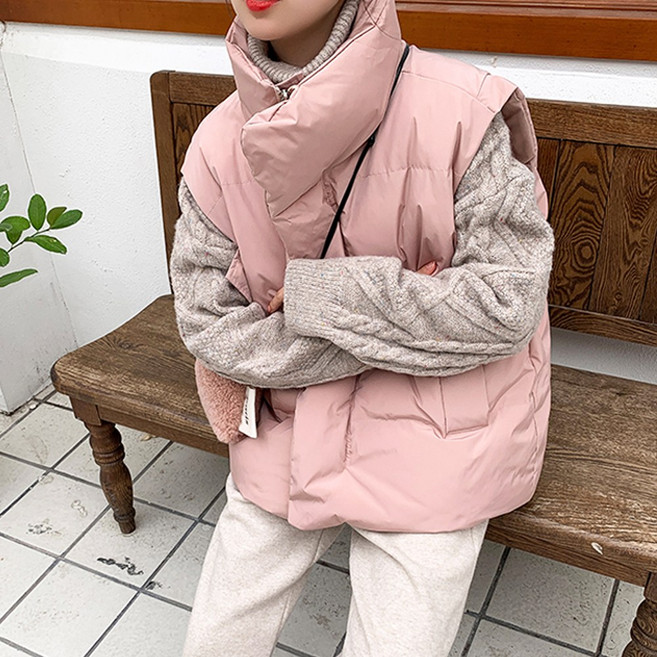 메이킹유 하이넥 스트링 캐주얼 WB1745리프패딩조끼