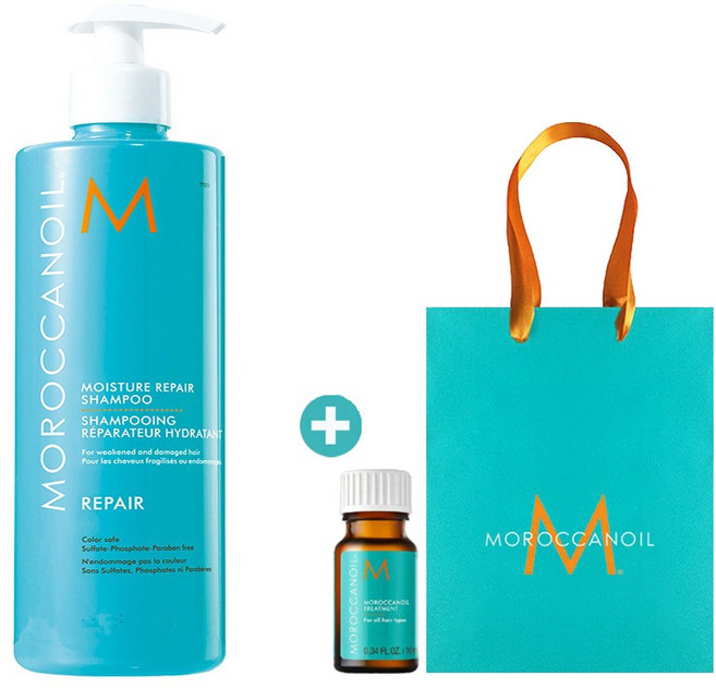 모로칸오일 모이스처 리페어 대용량 샴푸 1000ml 미용실 손상모발용 + 모로칸오일 10ml/쇼핑백증정, 1개, 1L