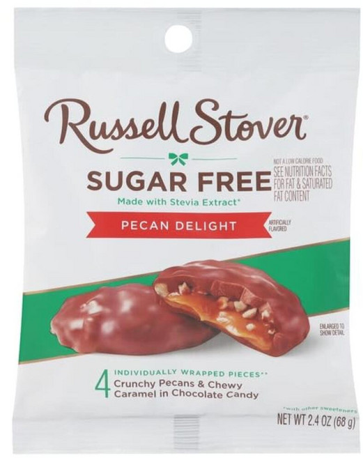 RUSSELL STOVER 무설탕 밀크 초콜릿 피칸 딜라이트 페그 백 68g(2.4온스), Pecan Delight