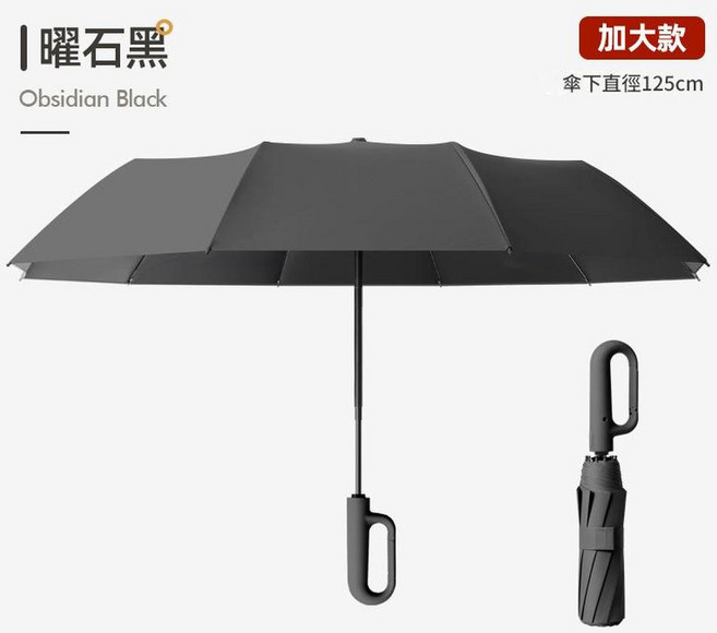 全自動反向折疊雨傘 10K-60根抗風骨 黑膠防曬晴雨兩用