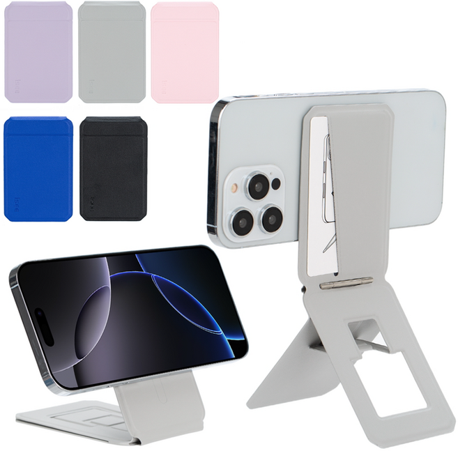 아이시(isee) 맥세이프 각도조절 라이브방송 스탠드 삼각대 멀티 셀카봉 카드지갑 (카드1장), 그레이, 1개