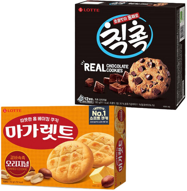 롯데 마가렛트 352g 16개입 + 롯데 칙촉 12입 180g, 1개