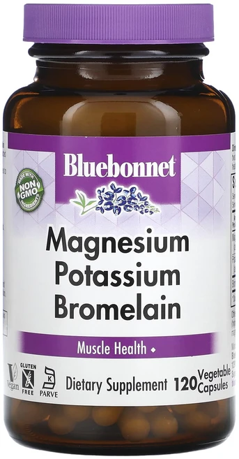 Bluebonnet Nutrition 마그네슘 칼륨 브로멜라인 베지 캡슐 120정, 1개 - 쿠팡