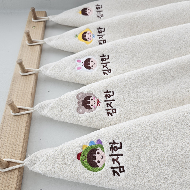 쁘띠맘 무염핸드타올(5장) 어린이집수건 40수 코마사 이름자수 고리수건 네임수건 타올 수건 유치원수건 영신타올, 1세트, 무염핸드-남아세트