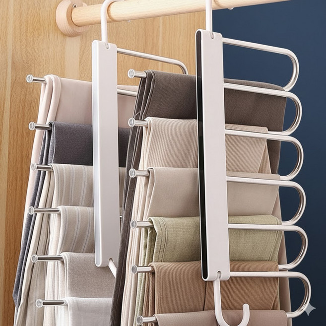 담아리 접이식 바지걸이 6단, 화이트, 1개