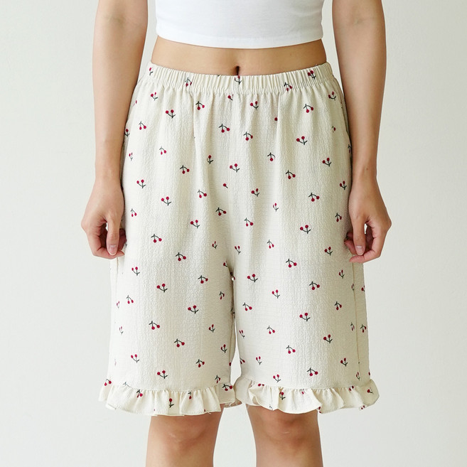 엘라운지 사계절 포인트 5부 프릴 파자마 바지