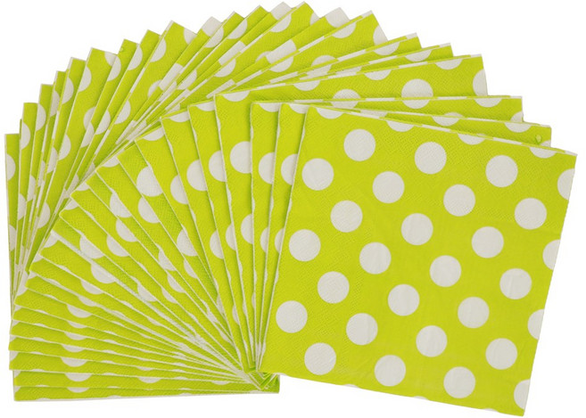 파티냅킨 종이 생일파티 테이블 장식, 도트라임그린, 1개, 20개입