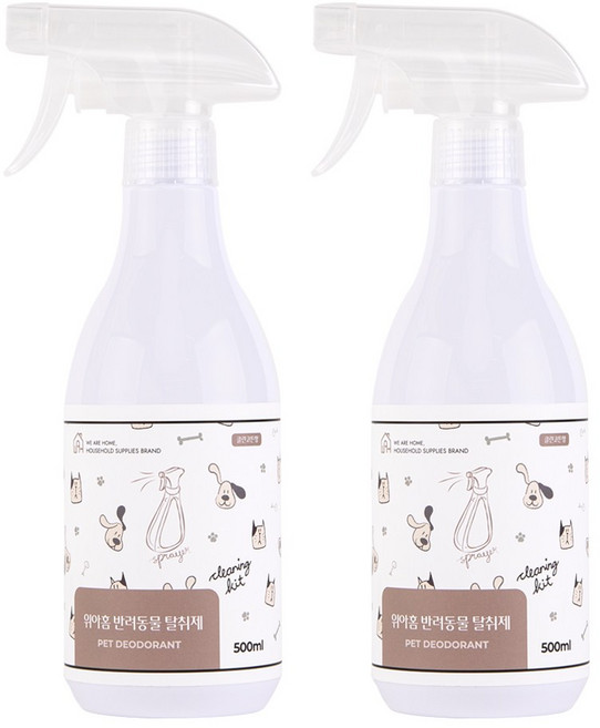 위아홈 천연 베이킹소다 반려동물 항균 탈취제 클린코튼향 아쿠아향 500ml 2개