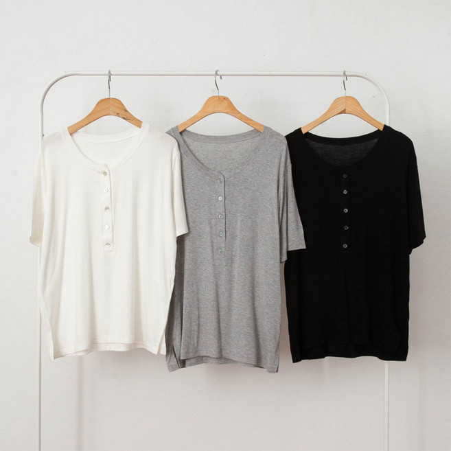 레이온 단추수유티 촉감좋은 보들보들한 반팔 수유복 임부복상의