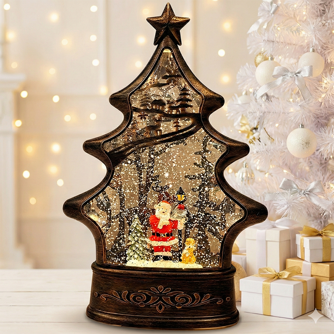 에이폼 크리스마스 오르골 트리 스노우볼 대형, 엔틱브라운