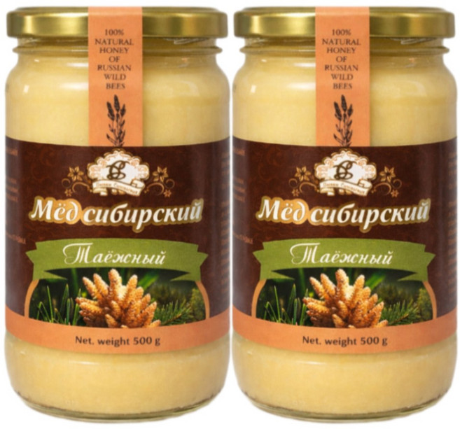 시베리아 타이가꿀 세계5대 명품꿀 러시아 알타이 토종 야생화 숙성 수입 자연산 벌꿀, 500g, 2개