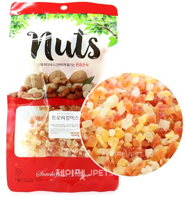제이펫 건과일 간식모음 파파야 다이스 망고 다이스 파인애플 다이스 토끼간식 건조열대과일믹스 햄스터간식 기니피그간식, 건조 열대과일 트로피칼 믹스 80g, 1개