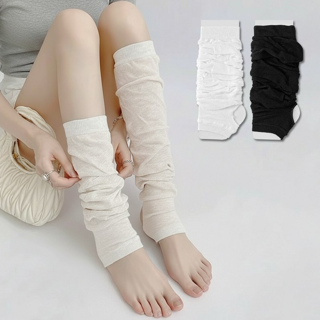 패션파트너 (2P / 2color) 여성용 시스루 오버 니삭스 양말 고리형 레그워머 발레코어 발토시