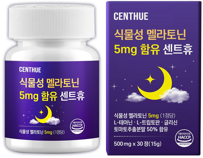 식물성 멜라토닌 5mg 함유 센트휴, 1개, 30정