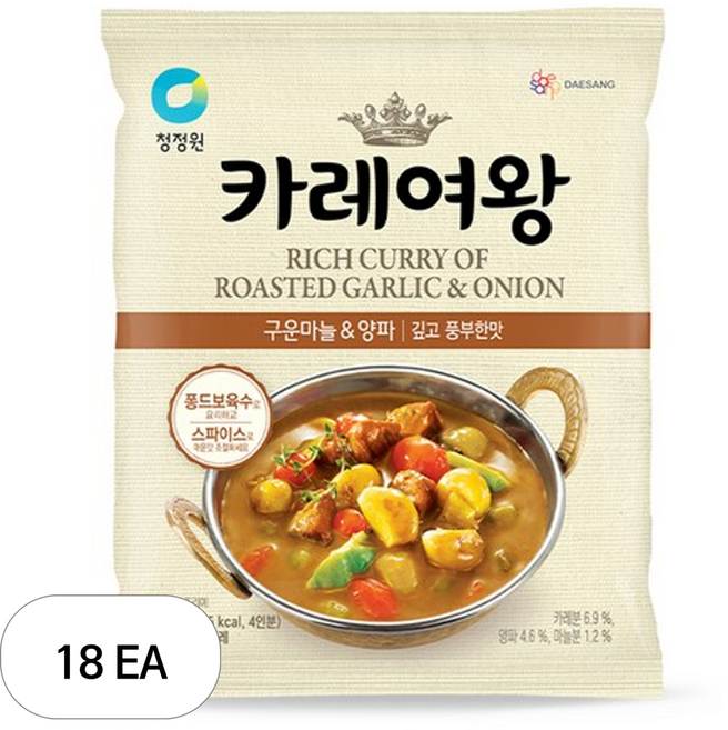 청정원 카레여왕 구운마늘&양파, 108g, 18개