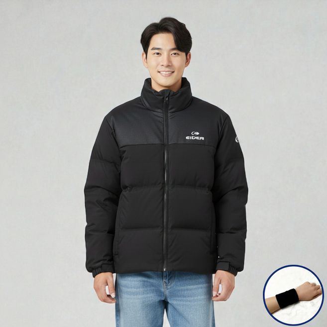 아이더 패딩 구스다운 써큘라트 푸퍼 점퍼 자켓 +플유스포츠밴드