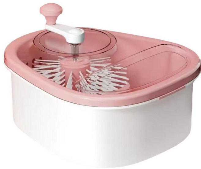 가정용 채소 과일 야채 세척기 대용양 야채 과일 탈수기, 플래그십 사쿠라핑크 투명뚜껑+배수바구니