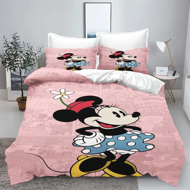 미키 귀여운 프린트 만화 이불 커버 세트 침구 3피스 1 3D 어린이용, [01] 135x200cm, [09] J