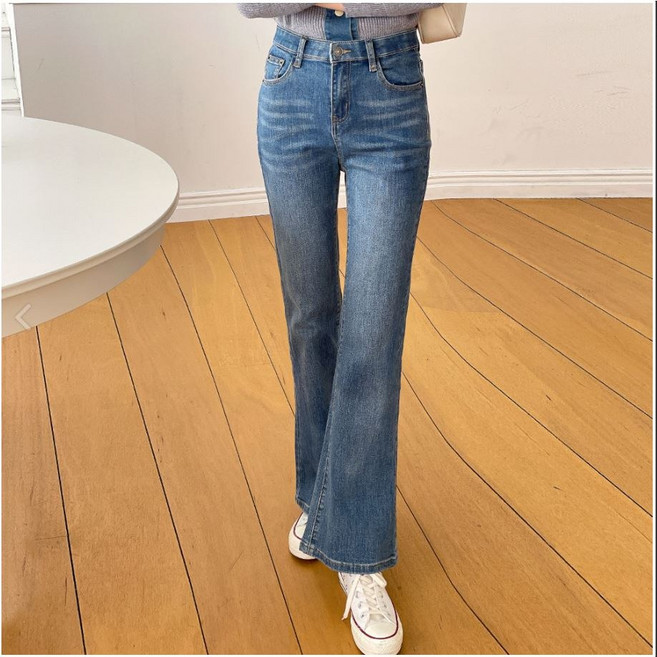 루나진 여성용 핏살리는 부츠컷 청바지 스판 데님 4컬러