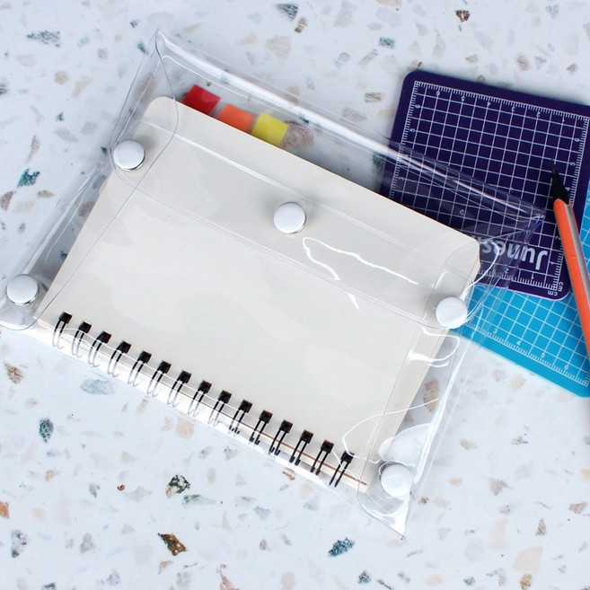 똑딱이 투명 PVC 파우치 대형