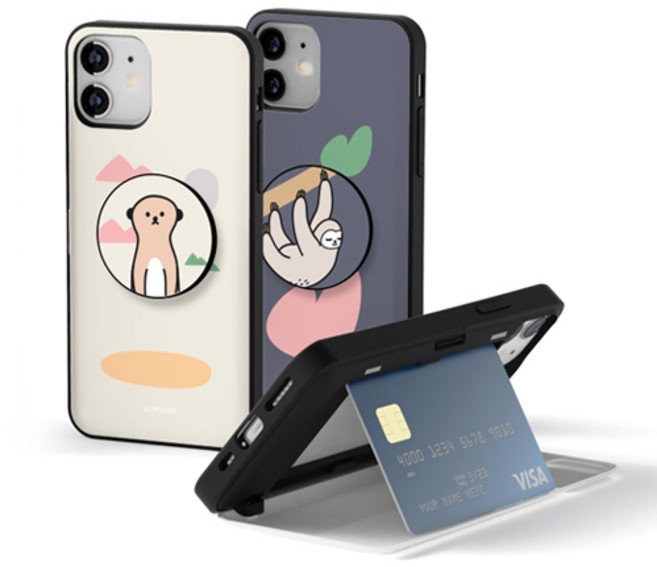 시안샵 TRY 스마트톡 카드도어범퍼케이스_심플애니멀 / 아이폰13 12 11 MINI PRO MAX 7 8 SE2 XS XR