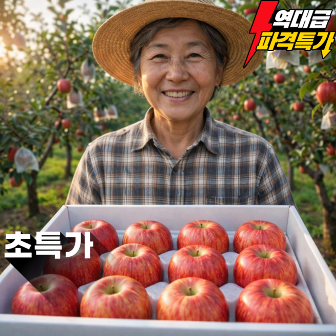 [초특가반값] 초특가할인 장인선별 초고당도 A급농가부사사과, 1박스, 3kg/중과