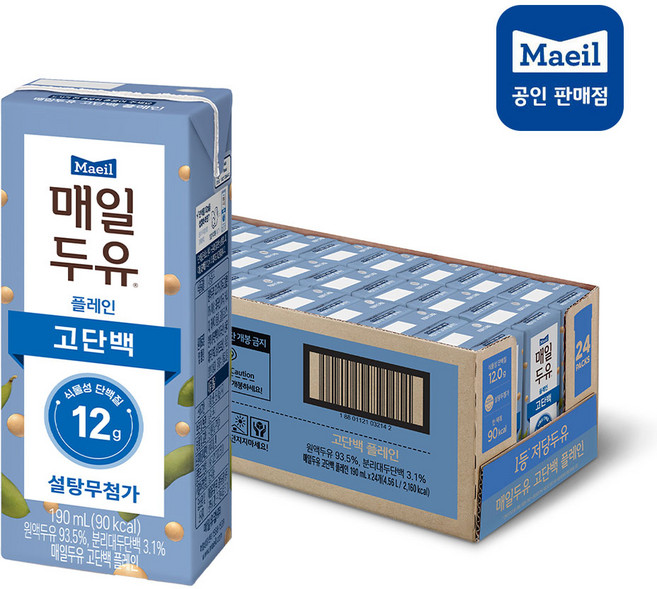 매일두유 고단백 플레인 두유, 190ml, 24개