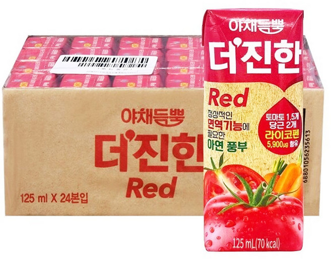 롯데칠성음료 야채듬뿍 더진한 레드, 125ml, 24개
