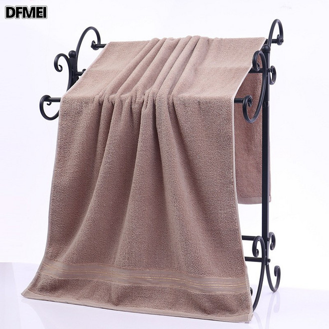 DFMEI 純棉浴巾家用柔軟吸水70*140加大加厚禮品刺繡毛巾被, 1個, 1個裝, 金絲灰色:70*140