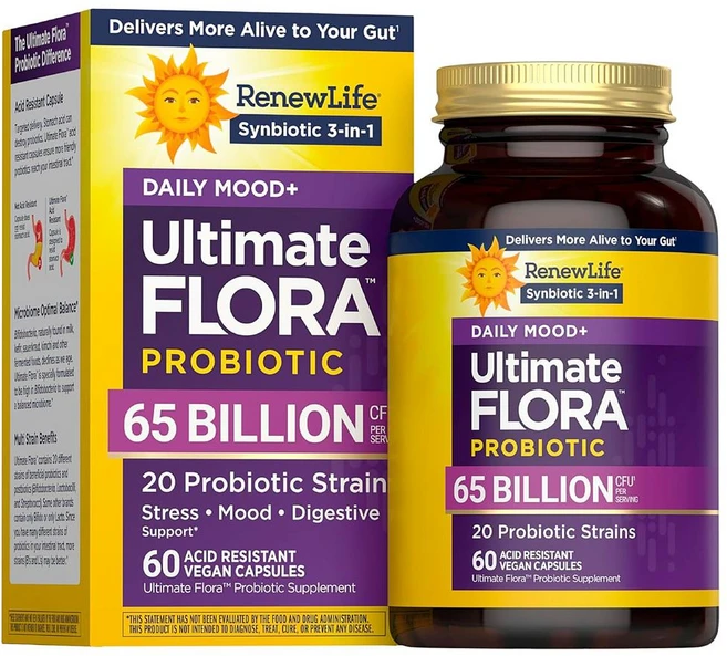 Renew Life 얼티메이트 플로라 60정 1팩 Renew Life Ultimate Flora Probiotics Daily Mood Support, 1개 - 쿠팡