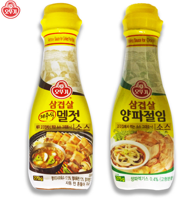 예이니식품 오뚜기 삼겹살 제주식멜젓소스270g 1개+삼겹살 양파절임소스275g 1개 (총2개) 요리양념돼지족발소고기오리, 1개, 270g