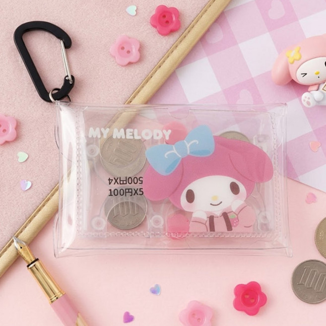 산리오 엔화 동전 지갑 마이멜로디 미니 투명 PVC 파우치