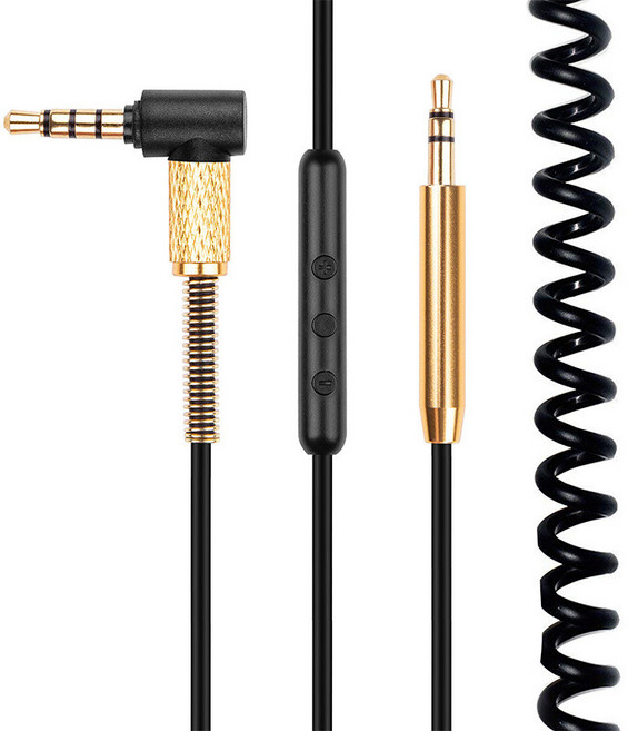 适用飞利浦SHP 9500 9600 Fidelio X2HR耳机线配件3.5音频线, 1個, 弹簧线/全金属母头/带麦 线长120-2