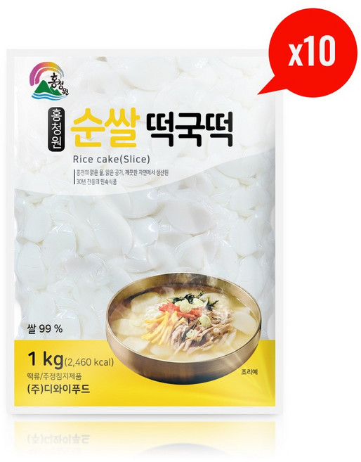 홍청원 순쌀 떡국떡 1kg X 10개(박스), 10개