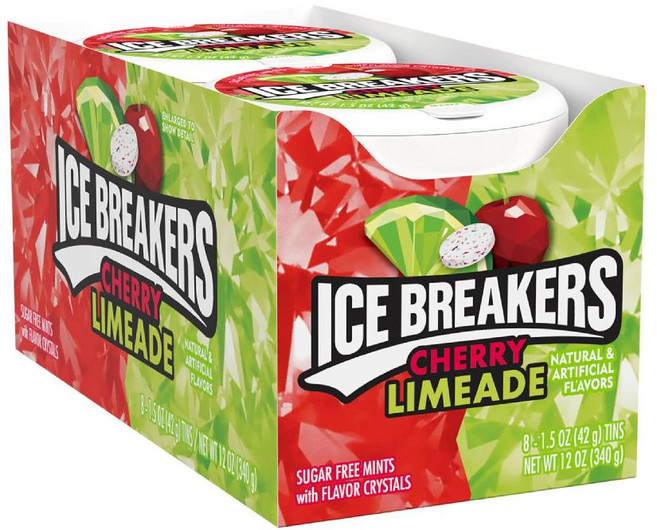 ICE BREAKERS 체리 라임에이드 무설탕 민트 틴 42g 8개