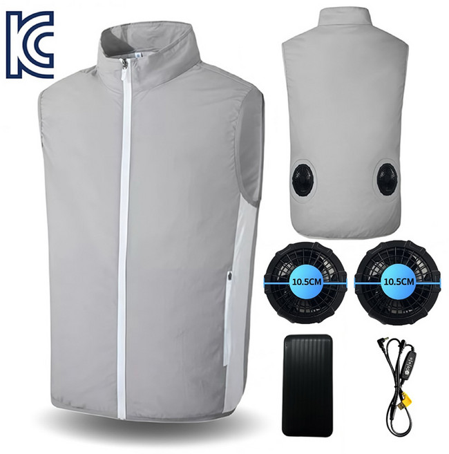 ZHZ 선풍기조끼 여름 쿨링 아이스 쿨 조끼+보조배터리20000mAh 낚시 등산 현장작업 K-2-57