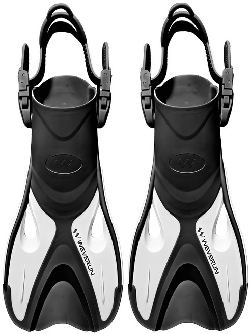 위베런 오리발 아쿠아 숏핀 수영 스노쿨링 장비, 블랙