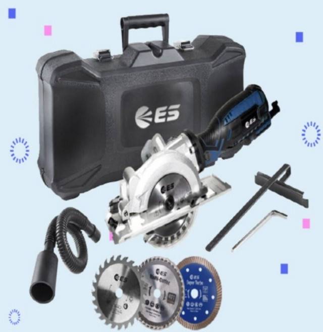 소형전기톱 풀세트 소형 미니 휴대용 원형톱 각도 목재 목공 타일 알루미늄 pvc 절단, 1개