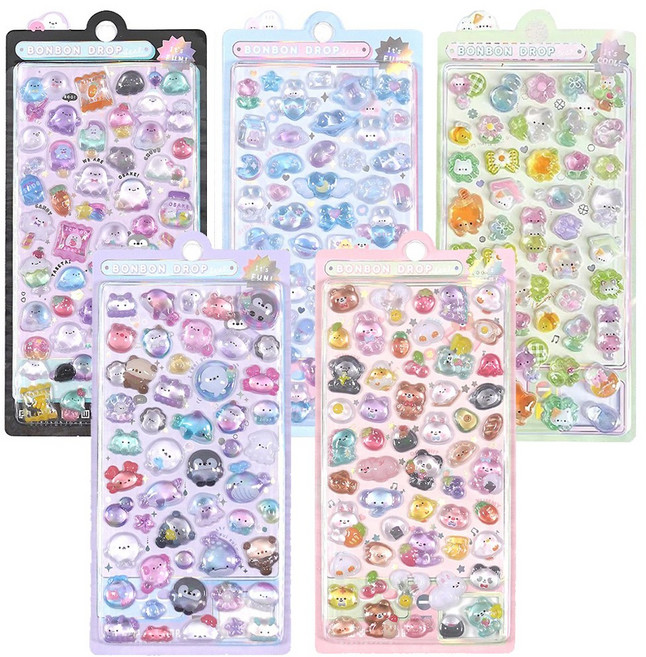 올리브파티 3D 입체 DIY 다꾸 폰꾸 스티커 5종 세트, 1세트, 5종_A