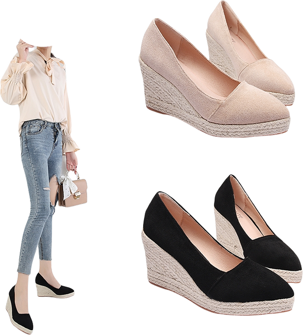 웨지힐 구두 여성 통굽 힐 신발 편한 빅사이즈 가보시 슈즈