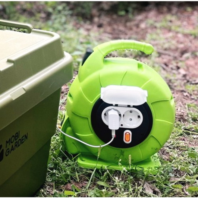 [코엘] 캠핑용 버튼식 오토릴 리드선 방우형 KE-BAR 기본1.5SQ(15M/20M) / 소형1.0SQ(10M/15M), 버튼식 오토릴 기본(1.5SQ), 20M, 오토릴가방(기본/카키), 1개