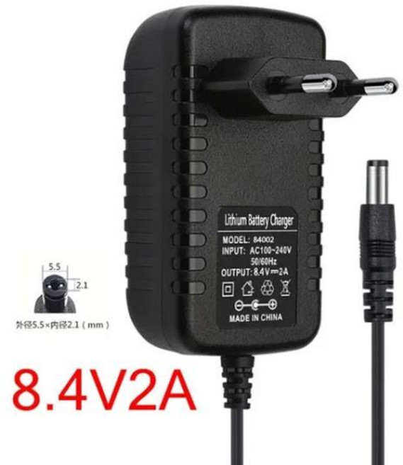 리튬 이온 레드 충전 어댑터 1 5 스트링 배터리 DC 5.5mm 또는, 04 8.4V 2A 5.5MM_01 EU, 1개