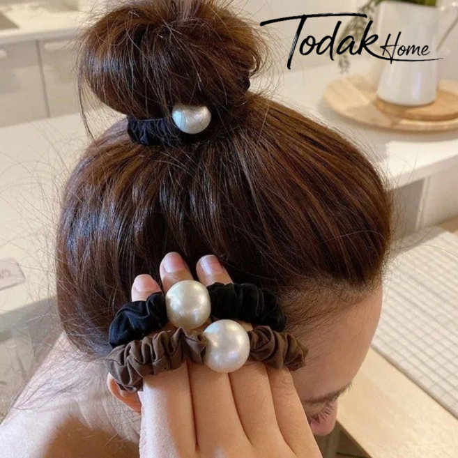 토닥홈 럭셔리 진주 머리끈 진주 곱창밴드 1+1