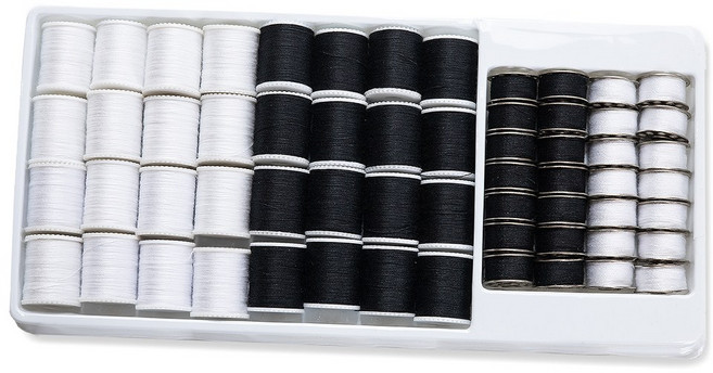 올맘 60종 멀티 재봉사 보빈 밑실 미싱실 재봉실, 1개, 블랙화이트