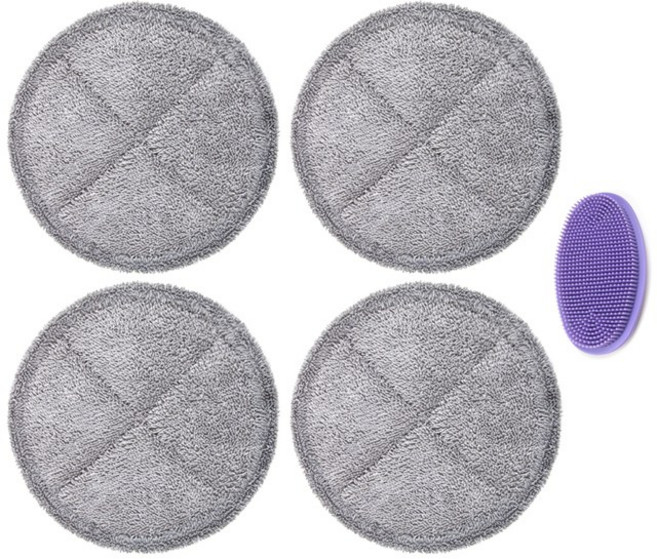 Balons 두툼 초극세사 물걸레 청소기패드 소형 4장+세척솔 찌든때제거 삼성제트 다이슨 호환 15~16cm 두께비교, 1개
