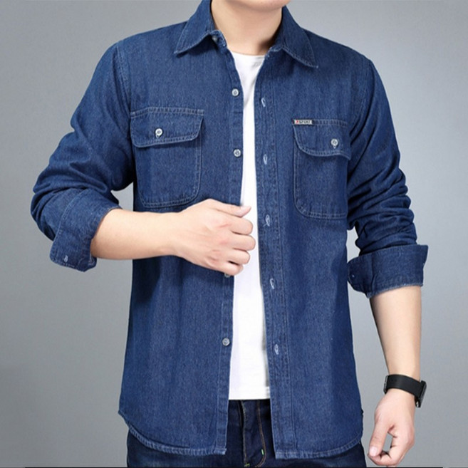 빅사이즈 순면 청셔츠 남방 m~4xl 빅사이즈 남성 데님 청자켓 작업복 상의