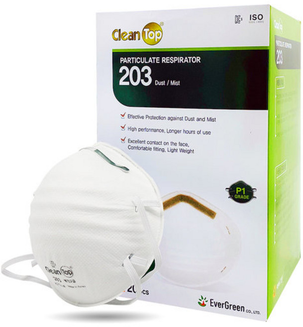 에버그린 크린탑 203 방진마스크 2급 1박스(20개), 20개