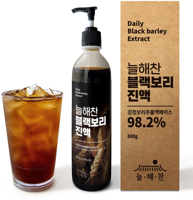 늘해찬 국내산 블랙보리 진액 블랙 보리차 진한 원액 엑기스 농축액, 1개, 500ml